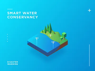 smart water conservancy 2.5d isometric icon 插图