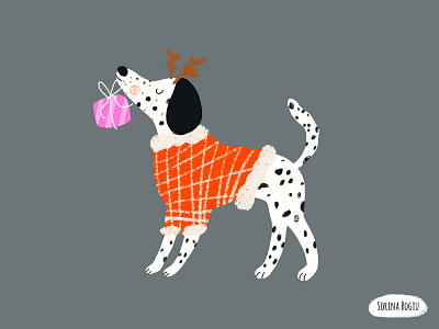 Santa's helper christmas cute dalmatian design dog illustration illustrator pattern photoshop present winter