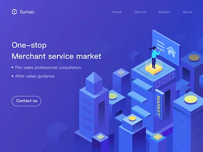 Service market shot 2.5d illustration uiux web