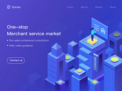 Service market shot 2.5d illustration uiux web