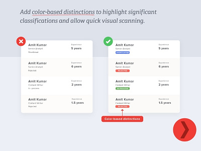 Add color-based distinctions #designtip app art branding clean color color palette design designtips education flat google identity logo minimal mobile tag ui ux vector web