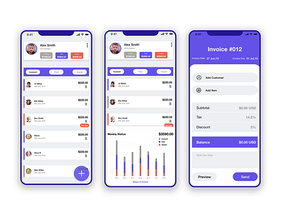 Invoice Management App app bill brand branding clean design graphic design icon invoice ios minimal mobile mobile app mobile design mobile ui ui ux