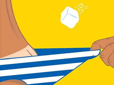 Stay Cold ass fingers fresh fun hot icecube illustration sea tan warm yellow