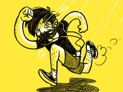 Running is not for static people character heat hot jogging pencil run sketch summer sun yellow