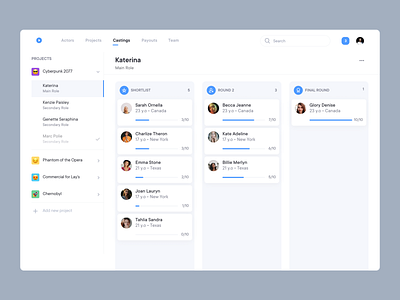 Castings actor castings complex complex ui crm filming kanban management system motion movies pms producer producer software saas saas app saas design system team management