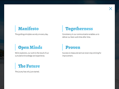 Block navigation | Modal gradient menu modal navigation navigation menu popup typography