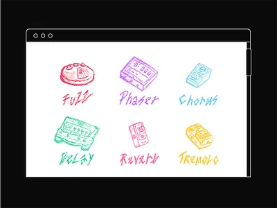 Chromatones color drawing effects grid guitar guitars html html css illustration pedals process rainbow responsive sketch stompbox ui unit web