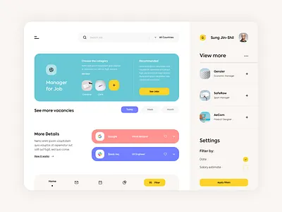 Dashboard - Job Manager clean colors design minimal page ui ux web website