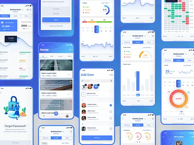 Joule Mobile App Screens analytics app blue charts data viz design energy gradient graphs mobile mobile app mobile app design mobile design mobile ui ui