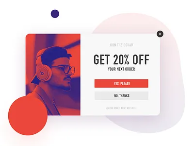 Pop up UI design application bannersnack buttons card cta button design element interface landing page red sale ui ux violet