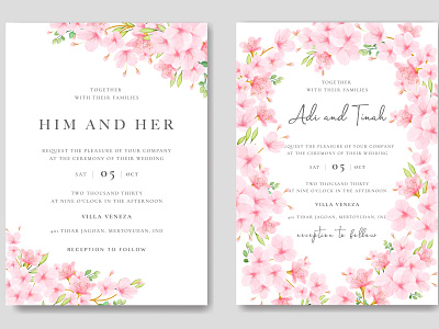 beautiful cherry blossom invitation card template anniversary art background card decoration decorative design elegant floral frame graphic greeting invitation ornament pattern postcard template vector vintage wedding