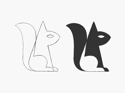 Squirrel Sketch! animal animals brand brand identity branding drawing forest geometric icon illustration logo logo design mark negative space nuts saas sketch squirrel symbol wild
