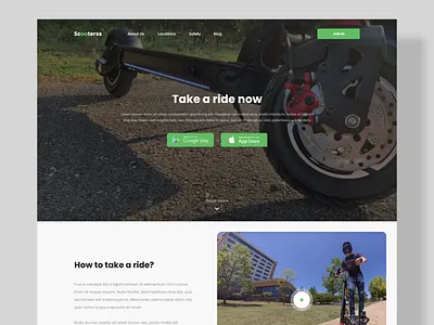 Electric scooters website adobexd design green scooters training ui ui ux design uipractice ux web web deisgn website