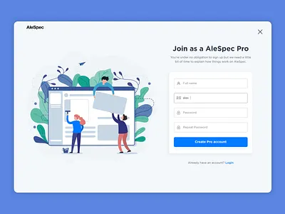 AleSpec Registration app applicaiton branding design form icon illustration logo minimal registration registration form sketch typography ui ux web website