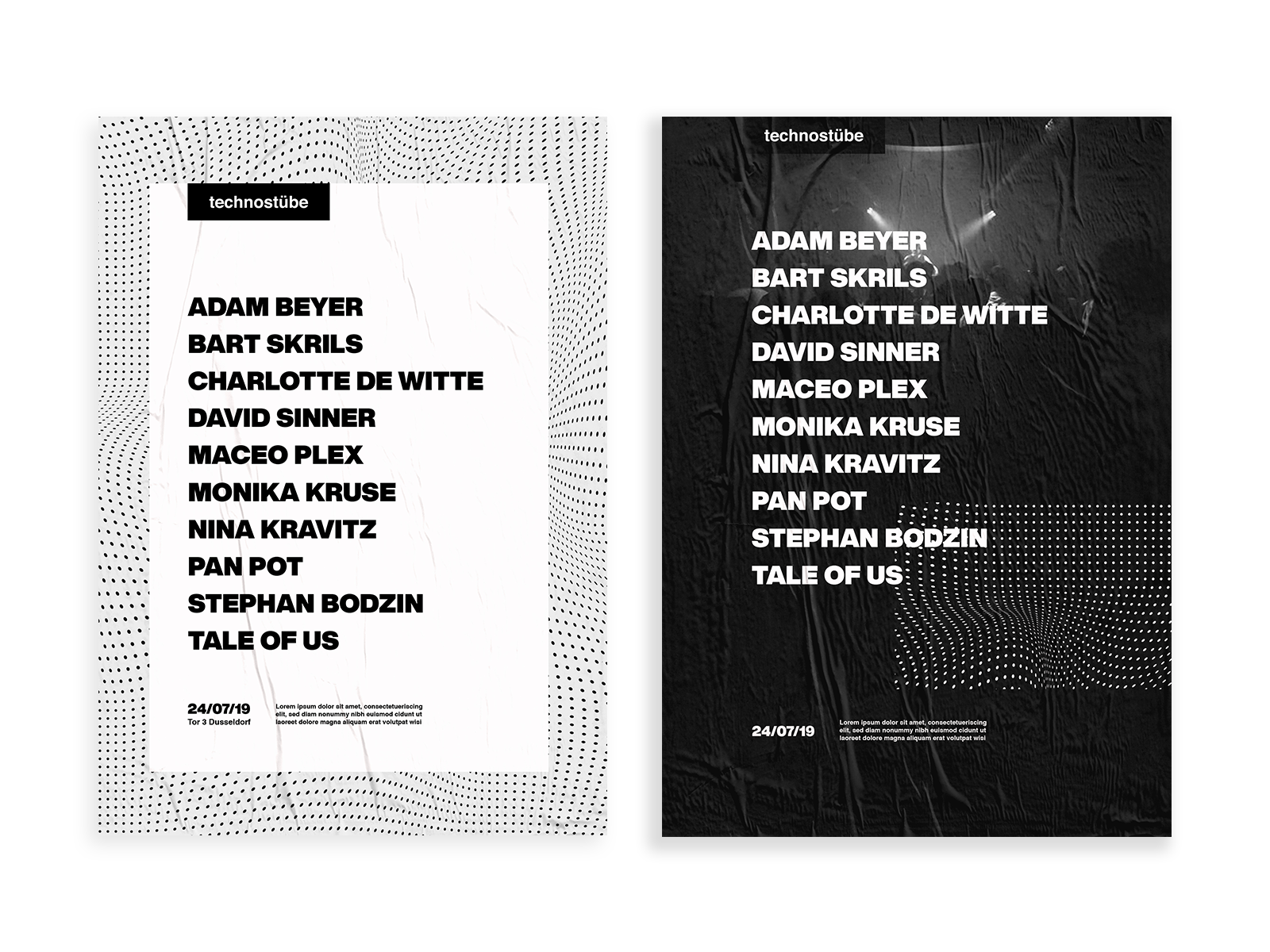 Example of technostübe -festival visual identity concept - poster design