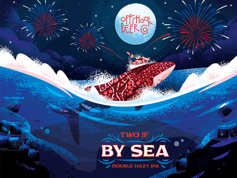Two If By Sea beer illustraion merica whaleshark