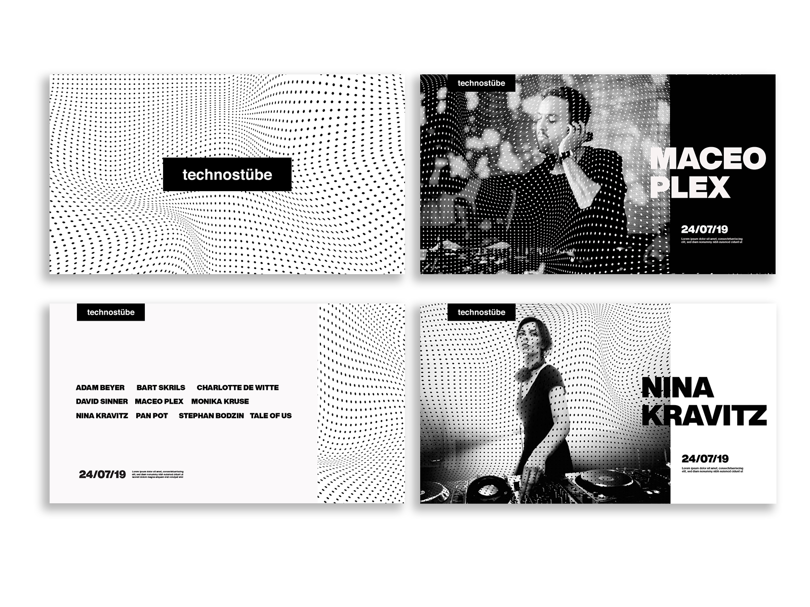 Example of technostübe - technofestival visual identity concept