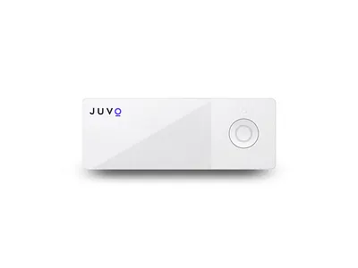 Juvo smart device aged care brand identity branding design graphic design logo logo design type mockup purple smart device typography