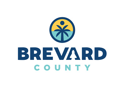Brevard Rebrand Rejects badge badge design blue branding branding design brevard florida icon illustration logo palm tree shane harris sun