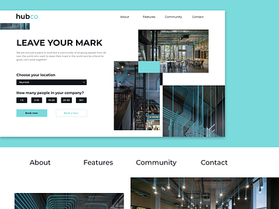 HubCO Coworking - DailyUI003 - Landing Page coworking dailyui dailyui003 dailyuichallenge hubco inspire ui ux