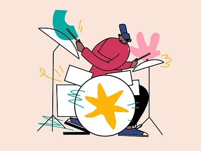 Drummer character design design hand drawn illustration procreate