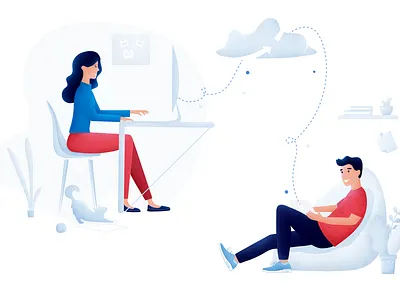 Cloud Connected accounting cloud data transfer illustration