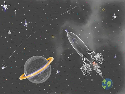 BLAST OFF! art design illustration ipad sketch