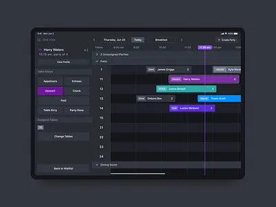 Reservation Grid for Host iOS App grid interface ios ipad app timeline ui