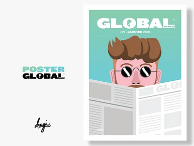 Global Paper Magazine flat design gradient illustration magazine newspaper poster