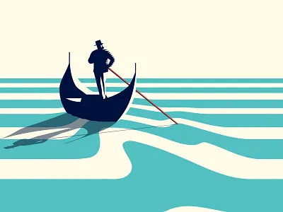 Venice Blue blue design gondola illustration italy kayak modern river riverboat sea simple travel vector venice