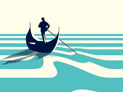 Venice Blue blue design gondola illustration italy kayak modern river riverboat sea simple travel vector venice