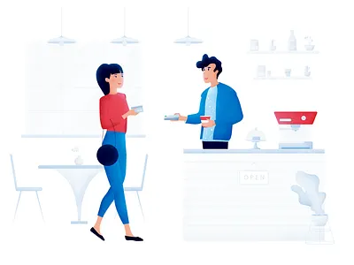 Just an ordinary day coffee shop customer illustration