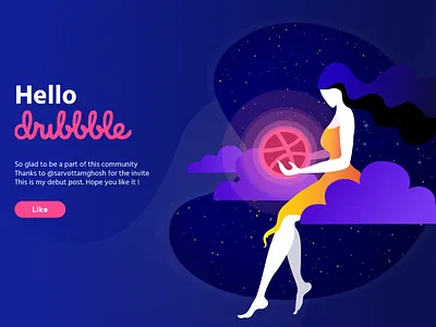 Hello Dribbble ! blue design colors debutshot design girl gradient graphic design hello dribble illustration interface pink space space illustration typography ui design uidesign vector