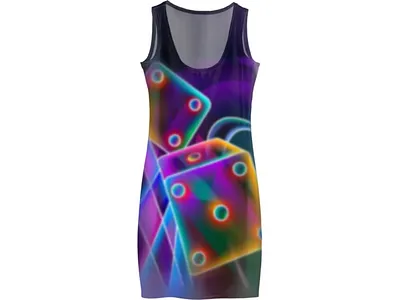 Neon Dice Tank Dress abstract design dice dress neon pink purple
