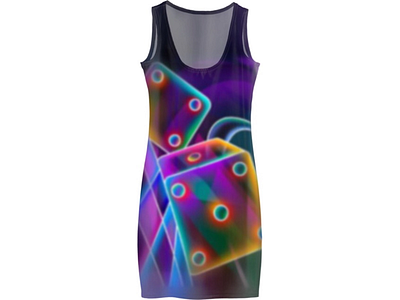 Neon Dice Tank Dress abstract design dice dress neon pink purple
