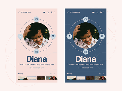 Messaging app 4 - Contact info app design button flat helvetica neue icon interaction design mobile app pink typography ui ux vector