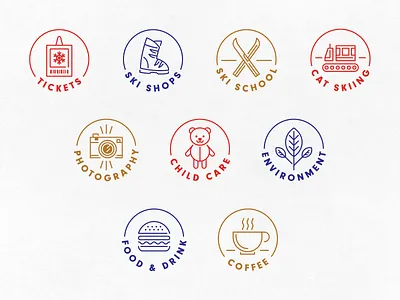 Alta Winter Icons alta alta ski area cat skiing custom iconography icons illustration ski ski boot skiing trail map winter