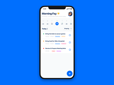 Todo Home Screen app blue calander ios ios app minimal mobile simple todo ui ux zensite