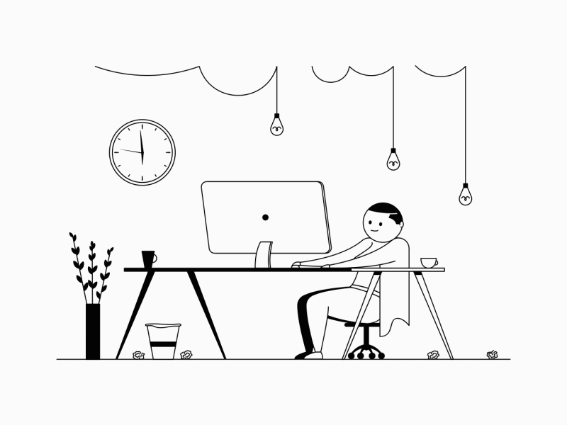 Time To Go! 2d animation business character color design digital finish go guy illustration office run running start up time vector work