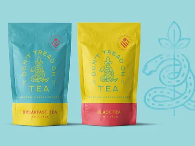Don't Tread on Tea 4th of july america branding coffee freedom independence july 4 logo mark packaging pouch snake tea