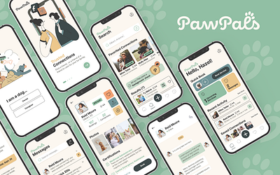 PawPals: Pet Service App app branding design dogs graphic design illustration logo pattern pets service ui ux walking