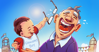Boy and Grandpa ad adcampaign branding character characterdesign design illustration medicare