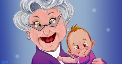 Grandmother and Baby ad adcampaign branding character characterdesign design illustration medicare
