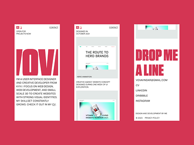 VOVAVINDAR.COM composition designer developer figma grid hero homepage layout minimal neue montreal personal portfolio project red tungsten ui vindar vova web design website