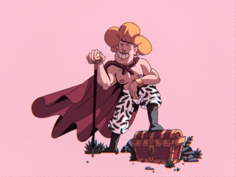 Otto 2d animation cape cel cel animation character color gif hair hero illustration light motion pink treasure