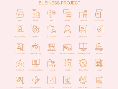 Business Project Icons Design app app icons branding design icon icons identity mark set type typography