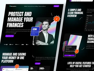 Moneybro - Finance Landing Page 3d design graphic design illustration logo ui ui ux uidesign user experience user interface design userinterface web design