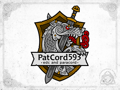 Fenrir animal celtic coat of arms emblem fenrir illustration knot ornament shield sword viking wolf