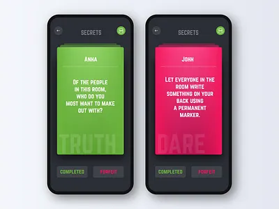 Truth or Dare app challenge dare design game gradient ios minimal mobile app questions quiz truth ui