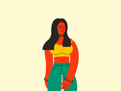 JAMAICAN LADY - Illustration black character character design colors concept creative design digital art dribbble dribbble invite green illustration lady red stroke illustration trending design vector vector illustration women yellow
